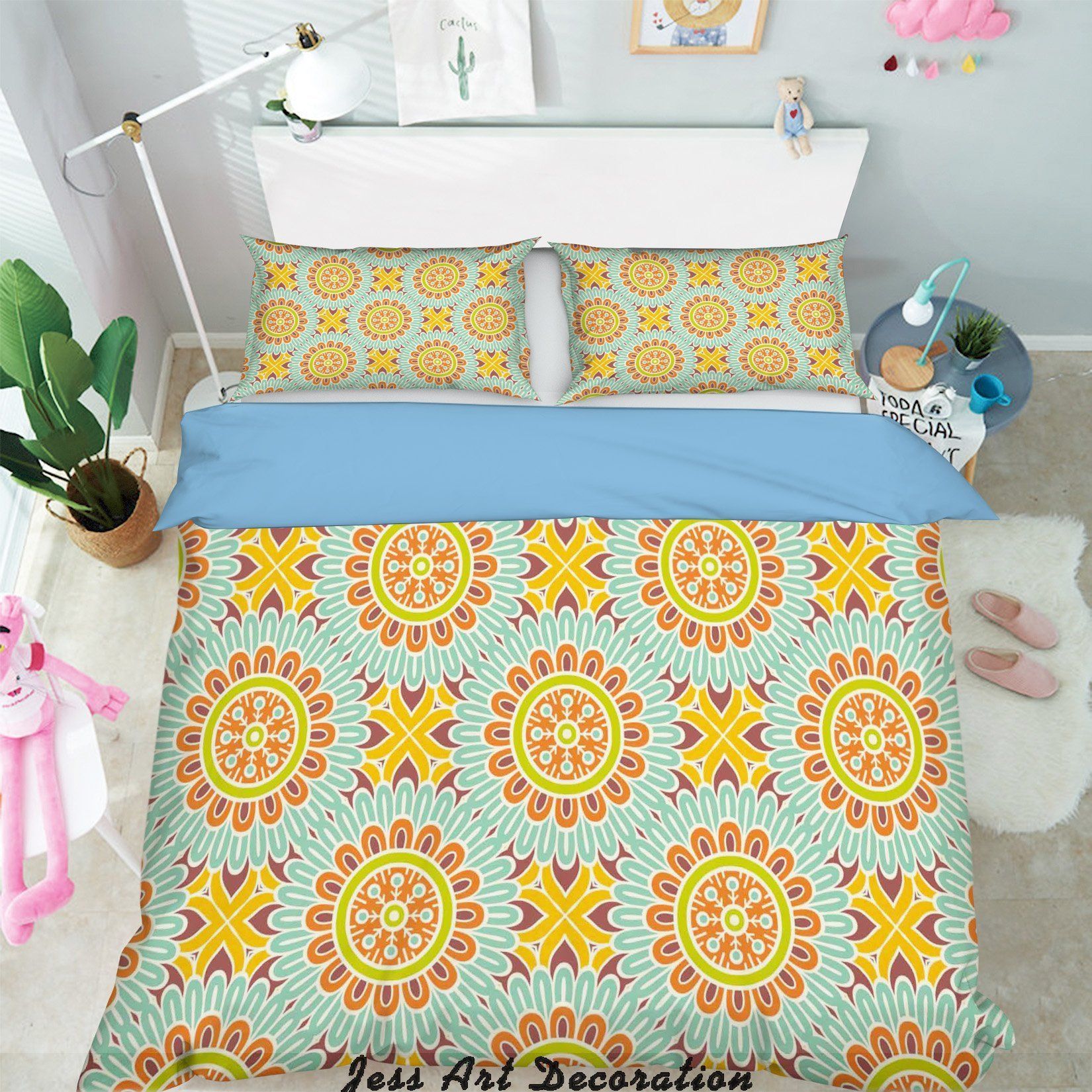 3d Color Plaid Plates Pattern Bedding Set