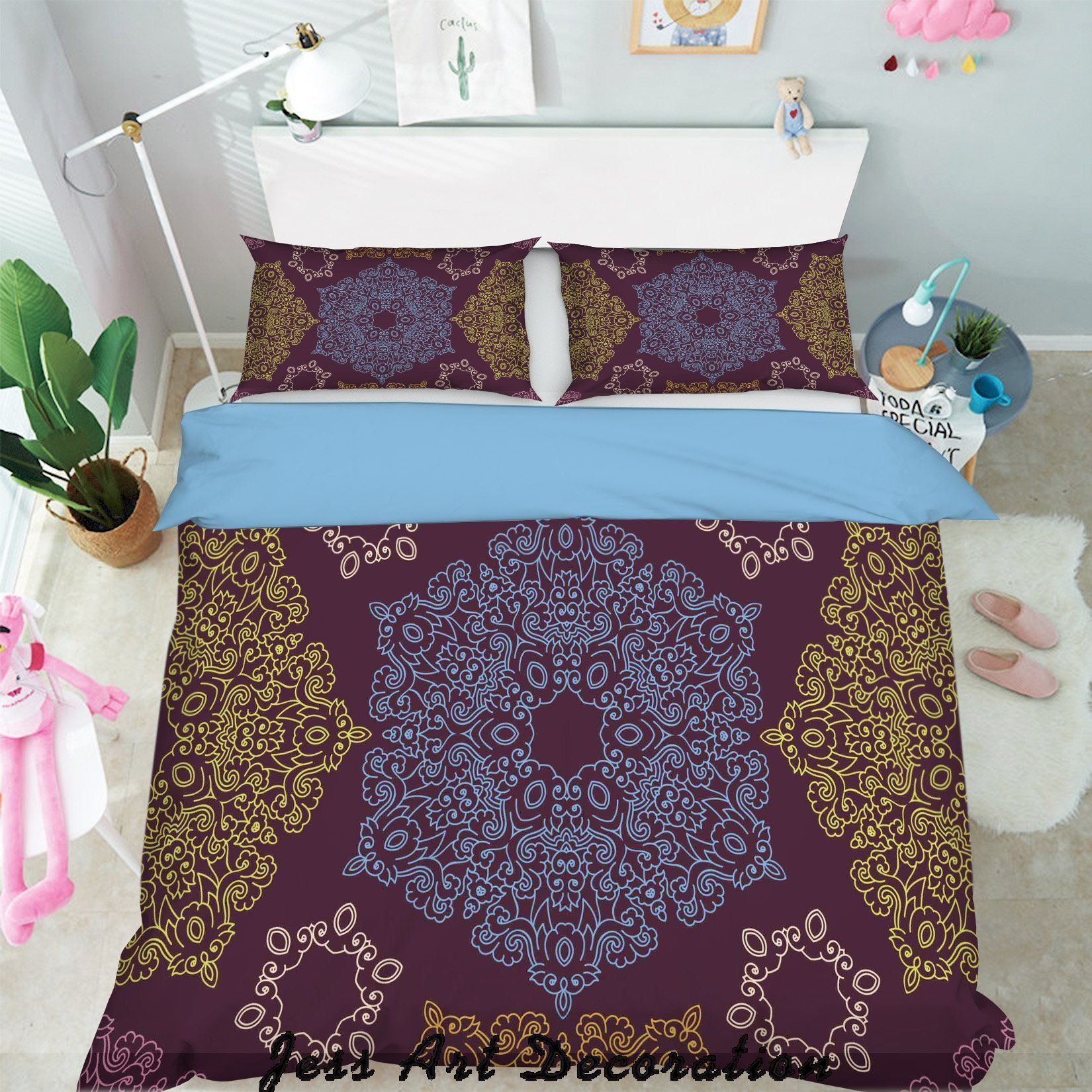 3d Color Plates Pattern Quilt Cover Set Bedding Set