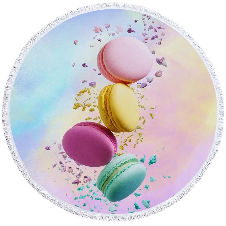 3d Colorful Cookies Printed Round Beach Towel