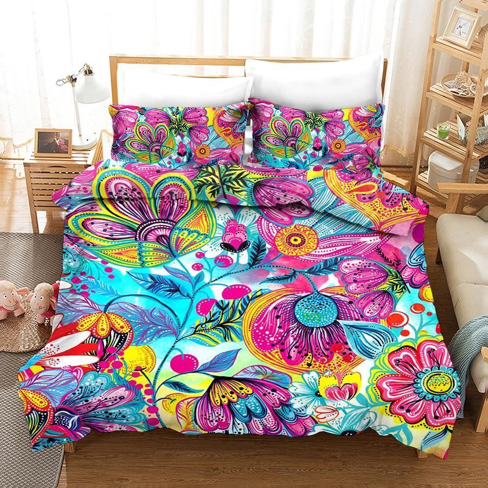 3d Colorful Flowers Paisley Pattern Bedding Set
