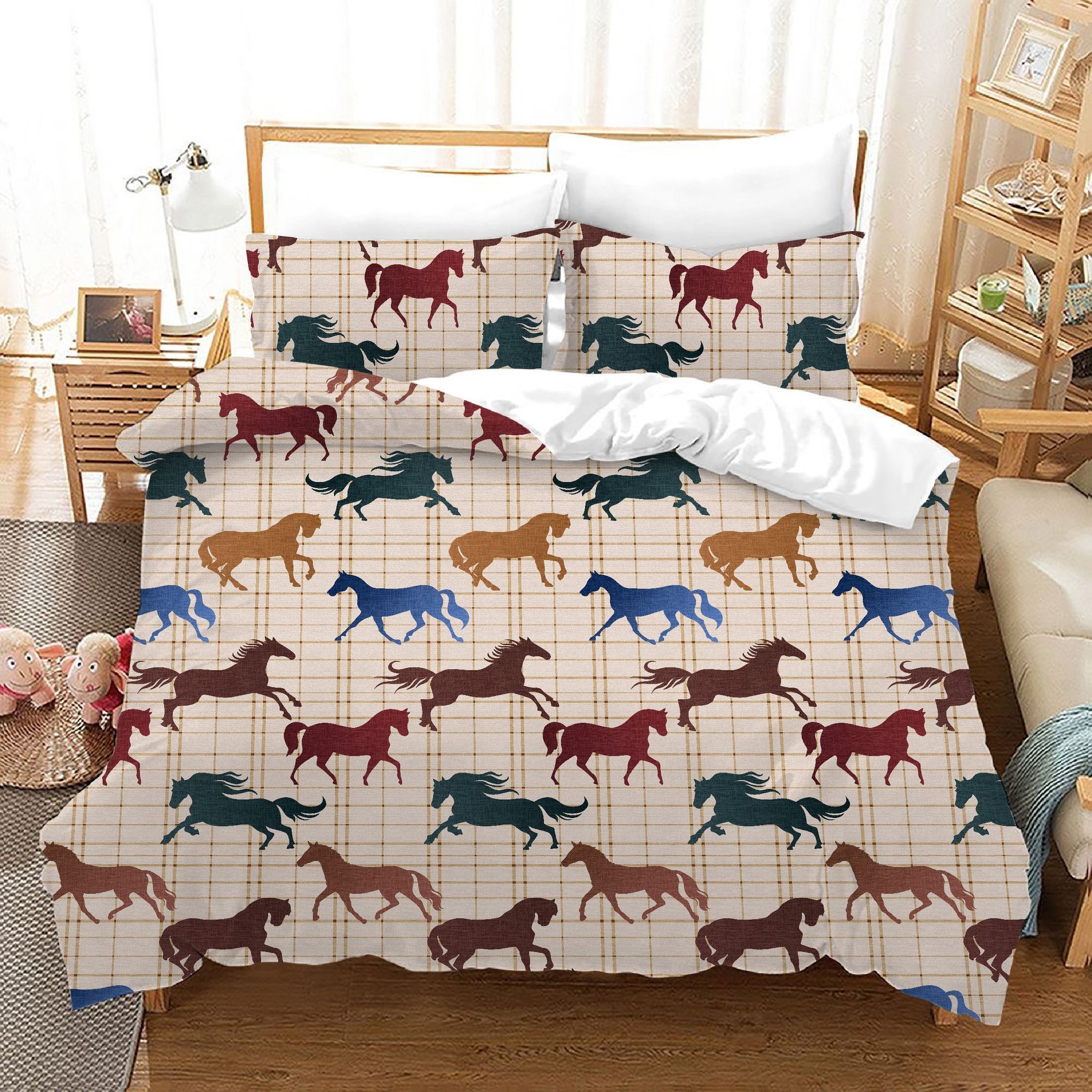 3d Colorful Horse Bedding Set