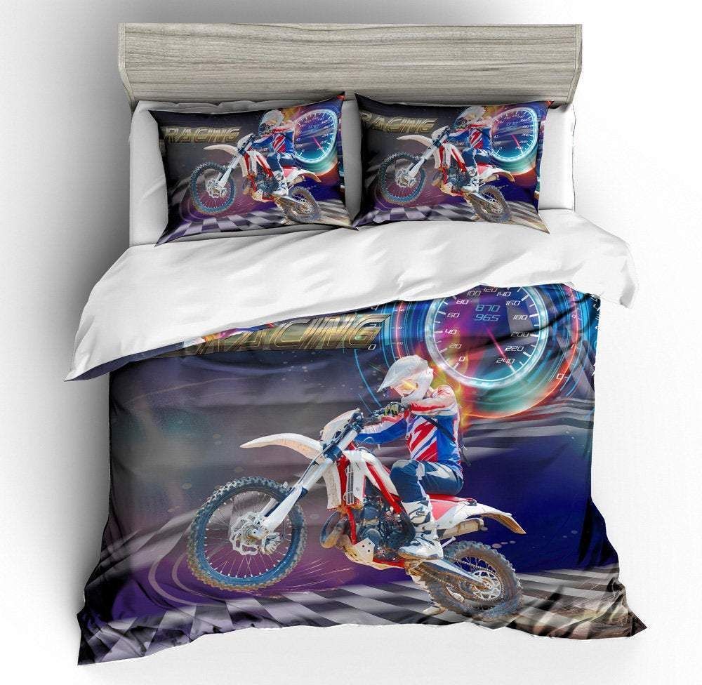 3d Colorful Motor Motercycle Bedding Set