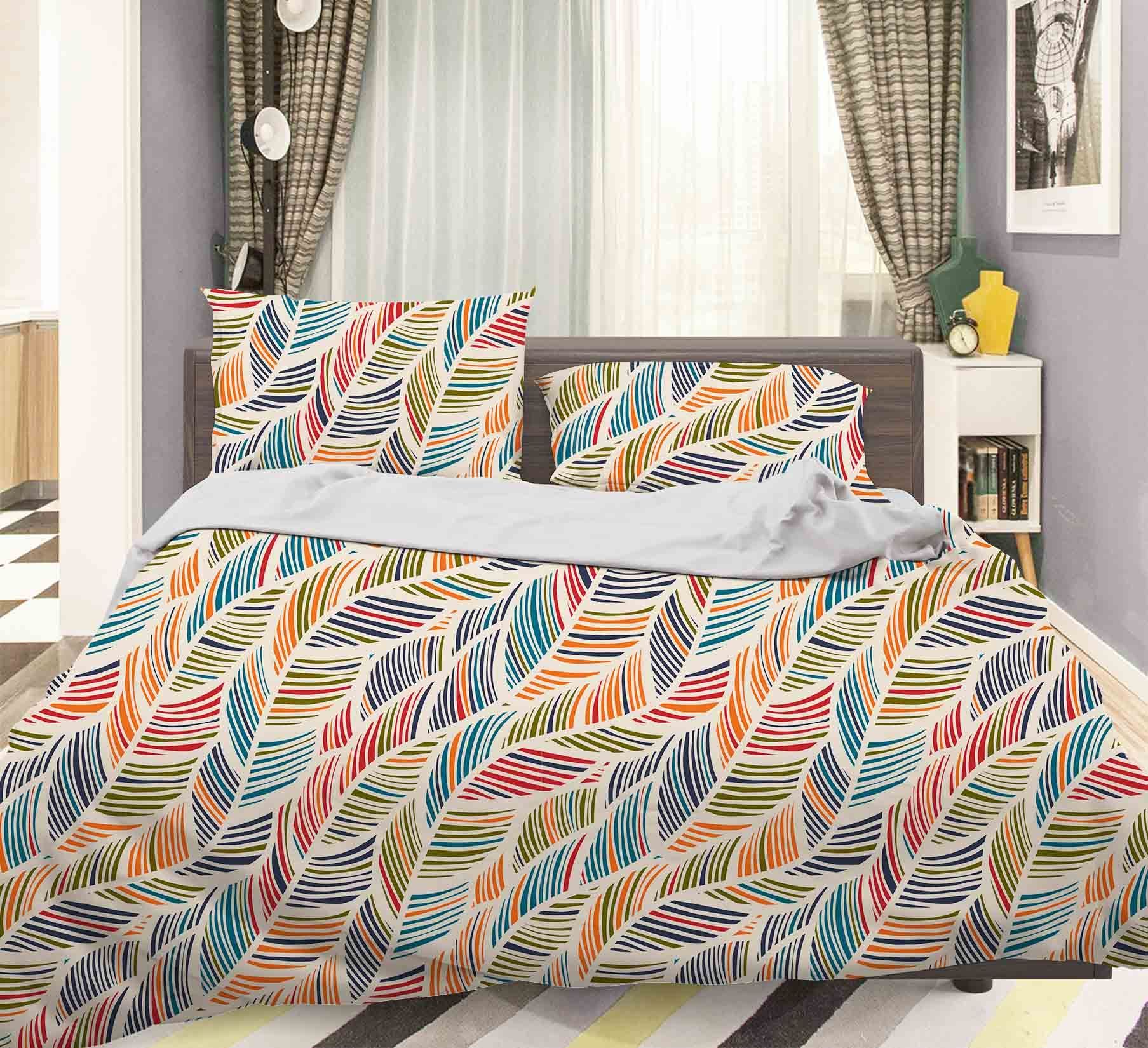 3d Coloured Leaves Bedding Set
