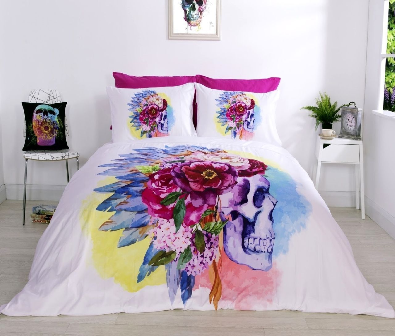 3d Colourful Skull Bedding Set