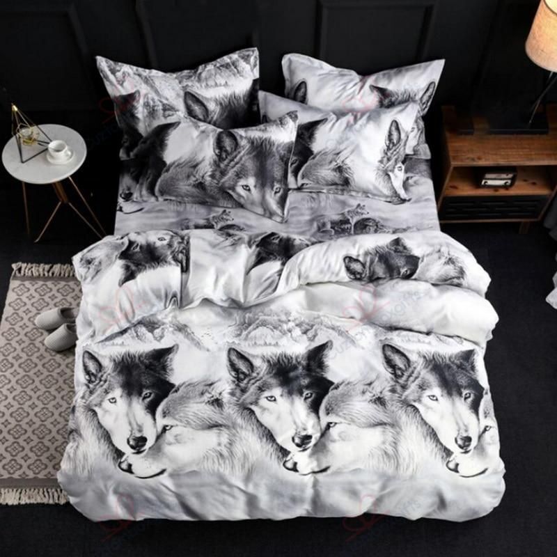 3D Cool Wolf Oil Print Bedding Set