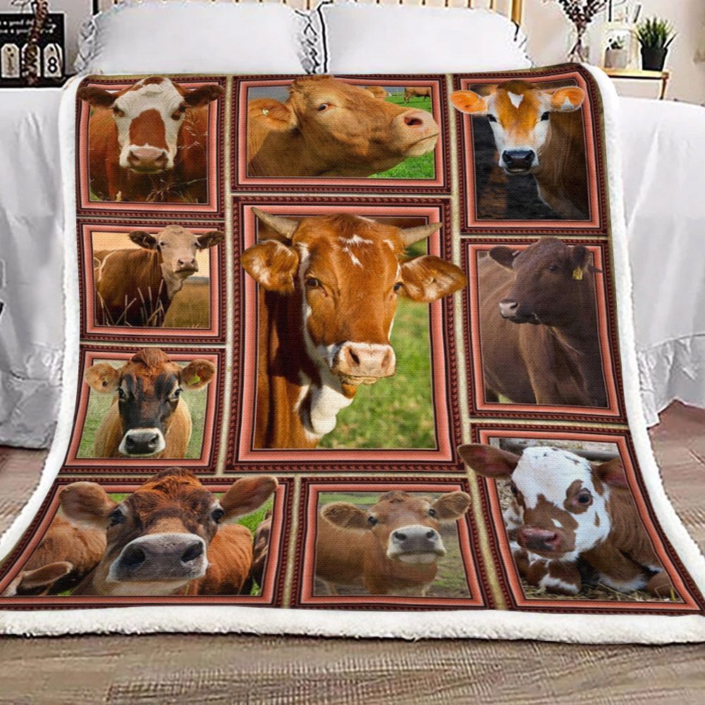3d Cow Farming Sherpa Fleece Blanket