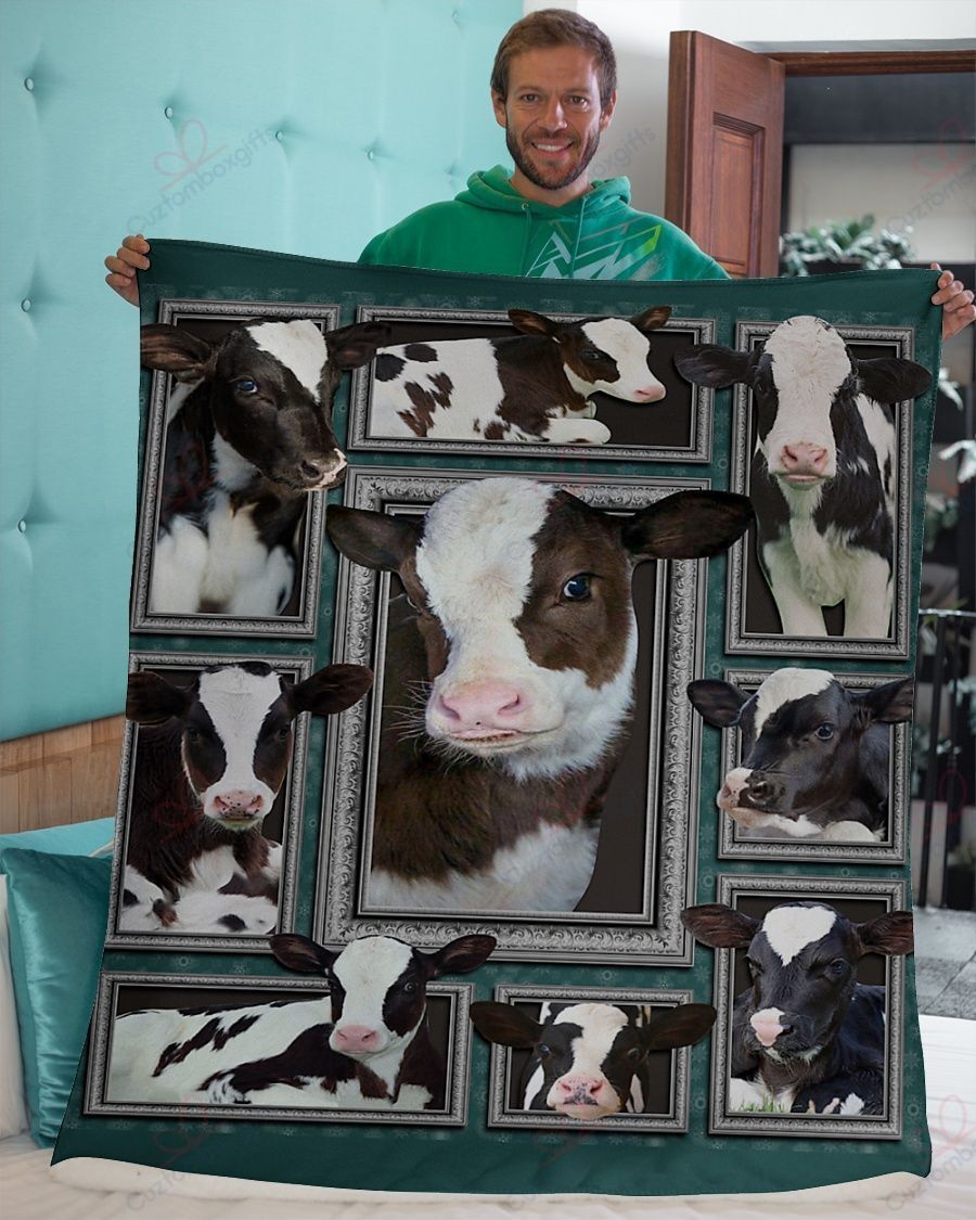 3D Cow Sherpa Fleece Blanket