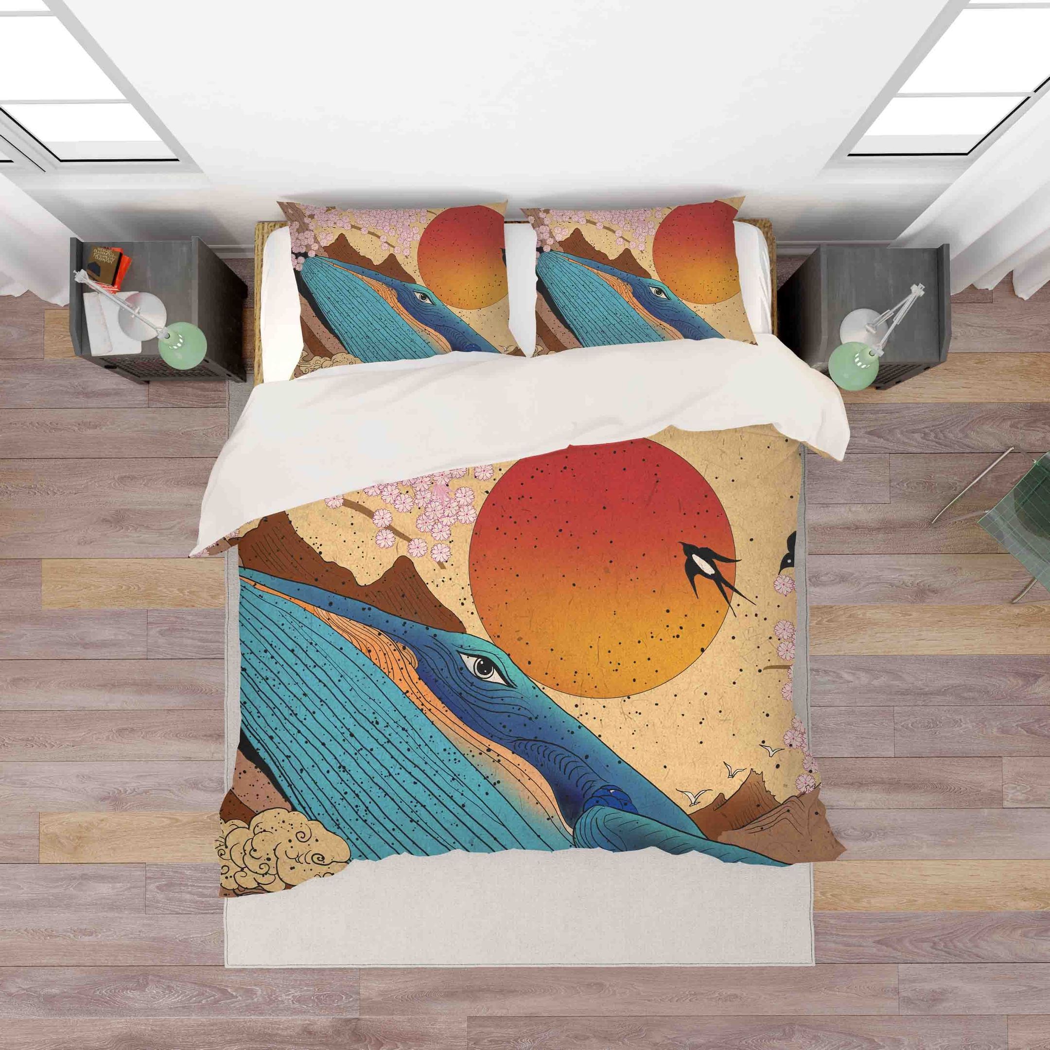 3d Crane Red Bird Bedding Set