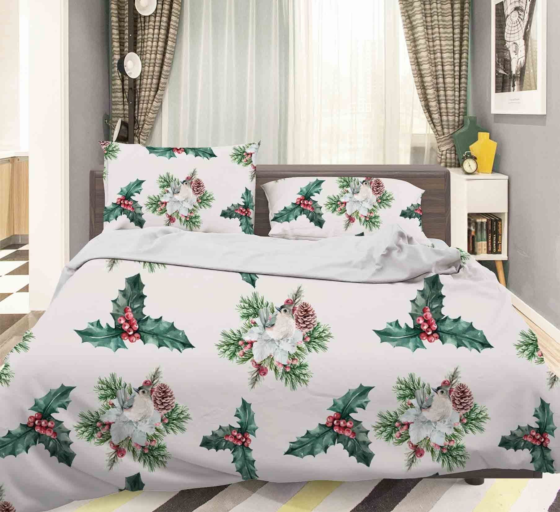 3d Creamy White Floral Bedding Set