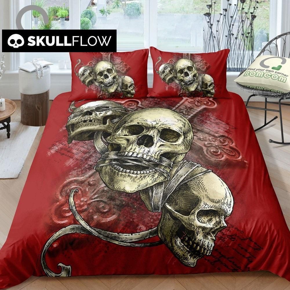 3D Cross Skulls Blind Deaf Dumb Bedding Set