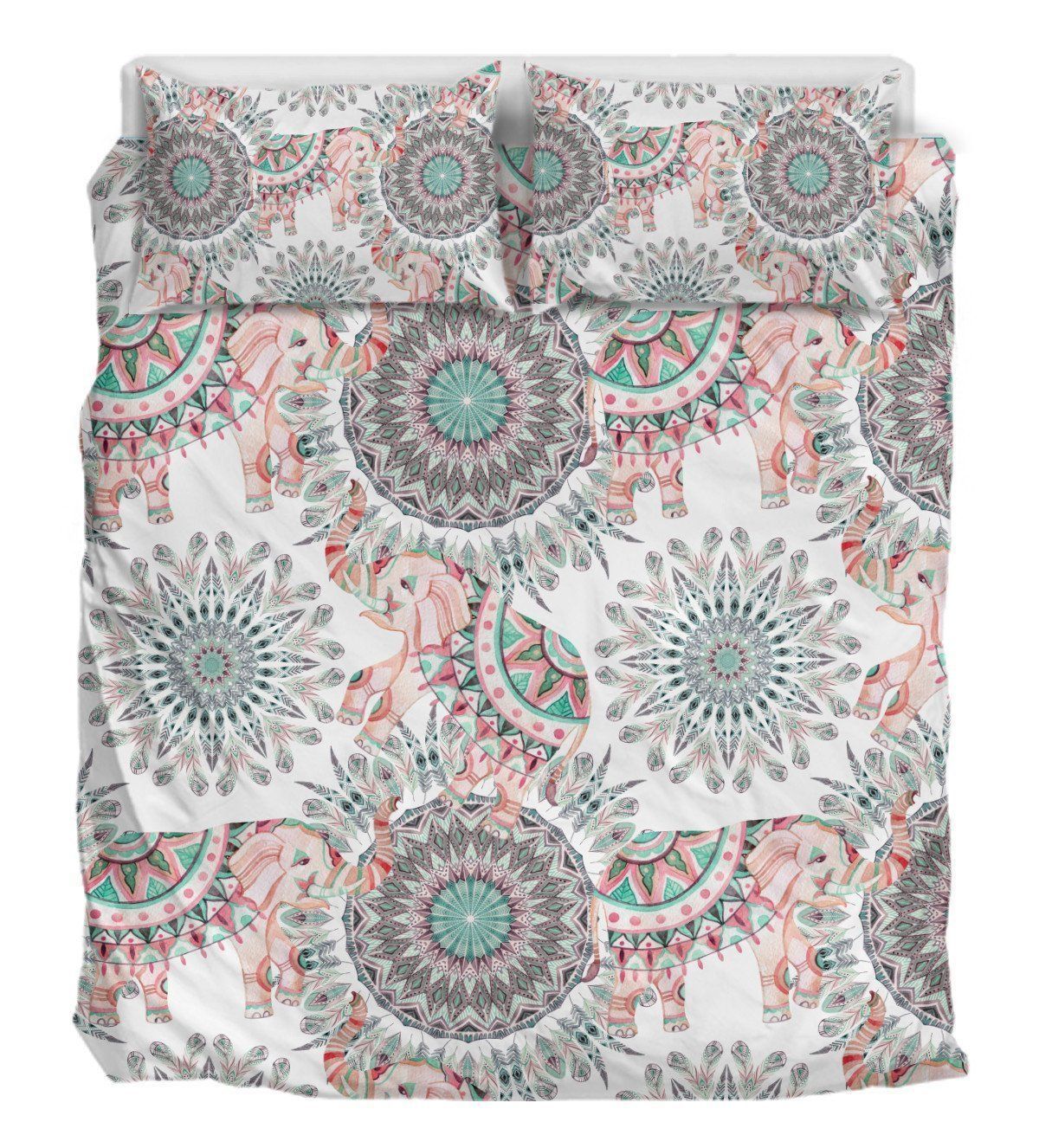 3D Custom Elephants And Feathers Bedding Set