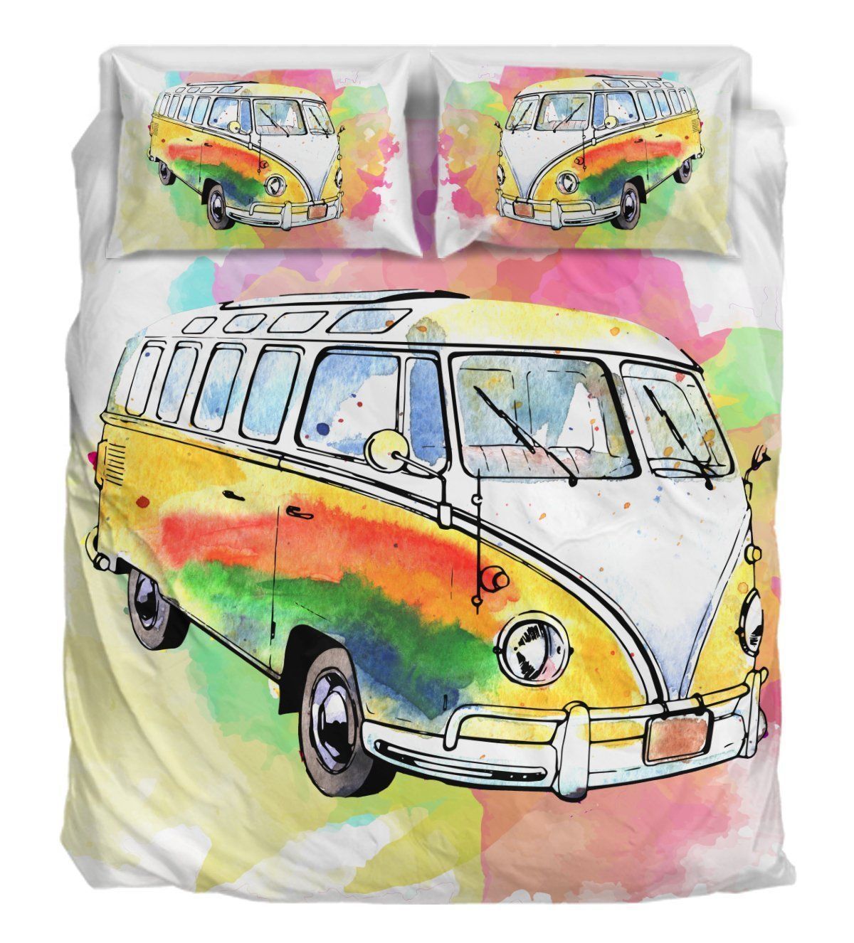 3D Custom Watercolor Van Bedding Set