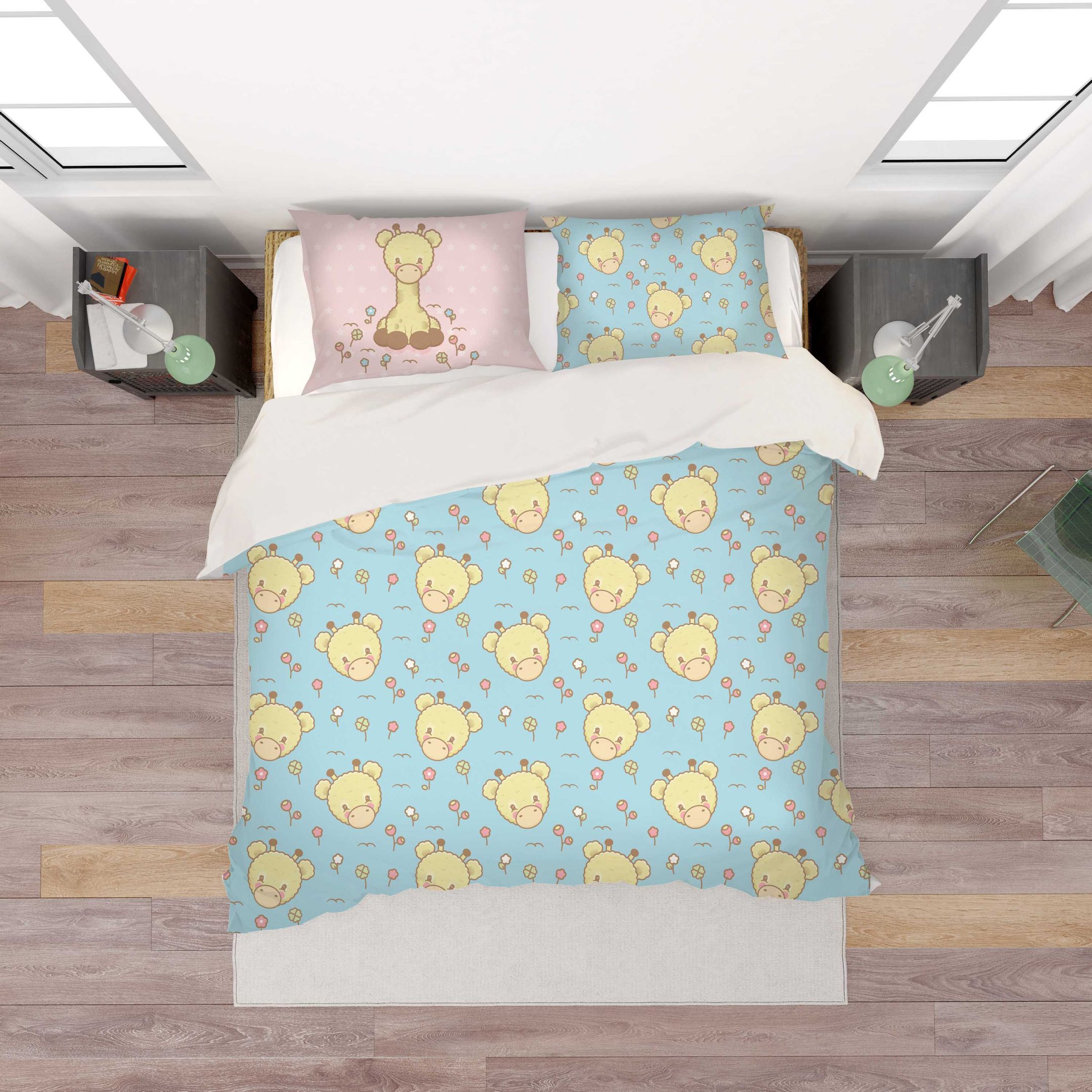 3d Cute Cartoon Giraffe Face Bedding Set