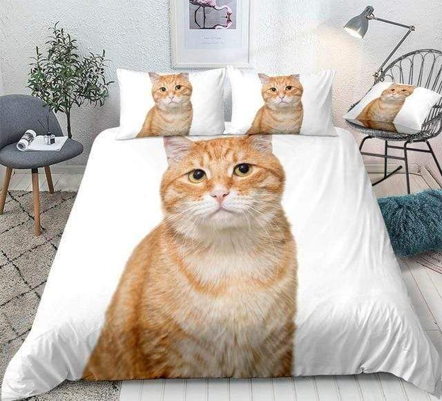 3d Cute Cat On White Bedding Set