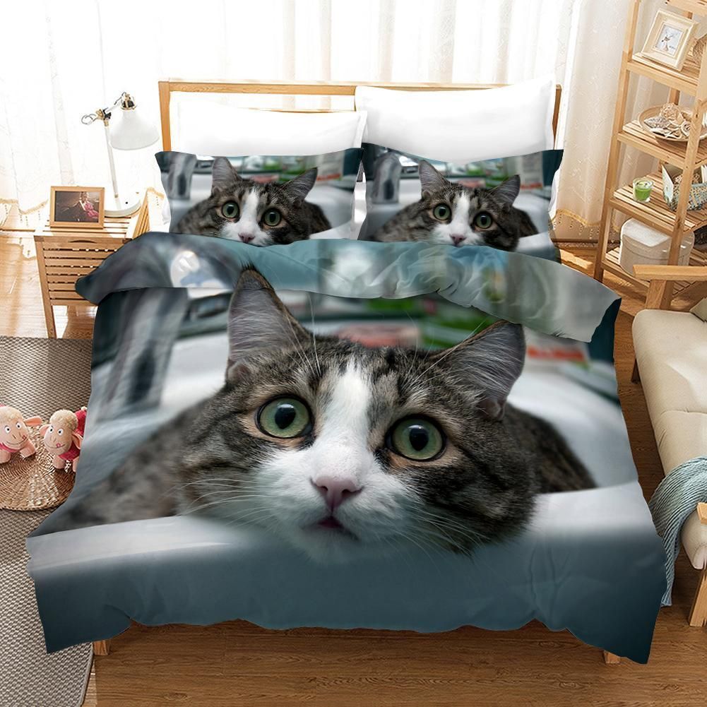 3d Cute Cat Pattern Bedding Set