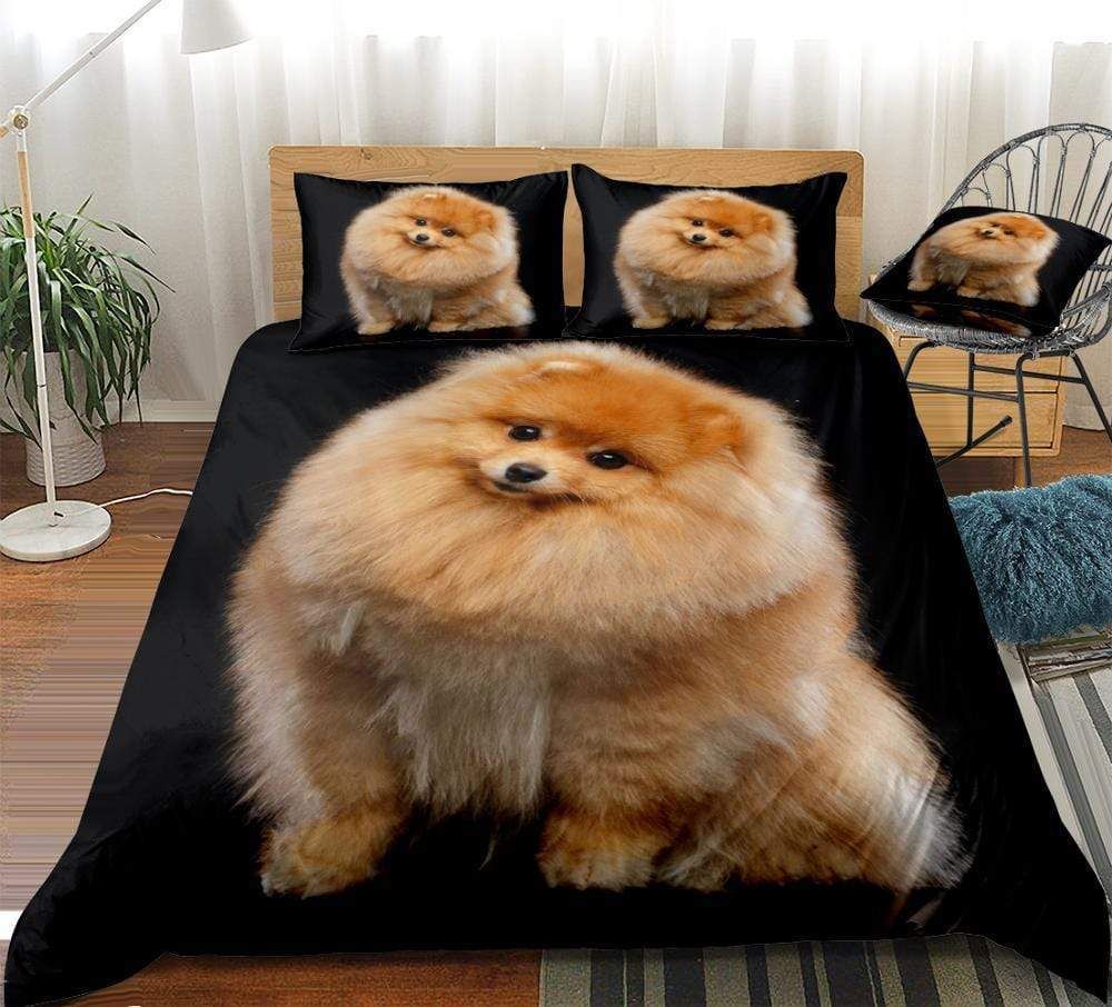 3d Cute Dog On Black Bedding Set