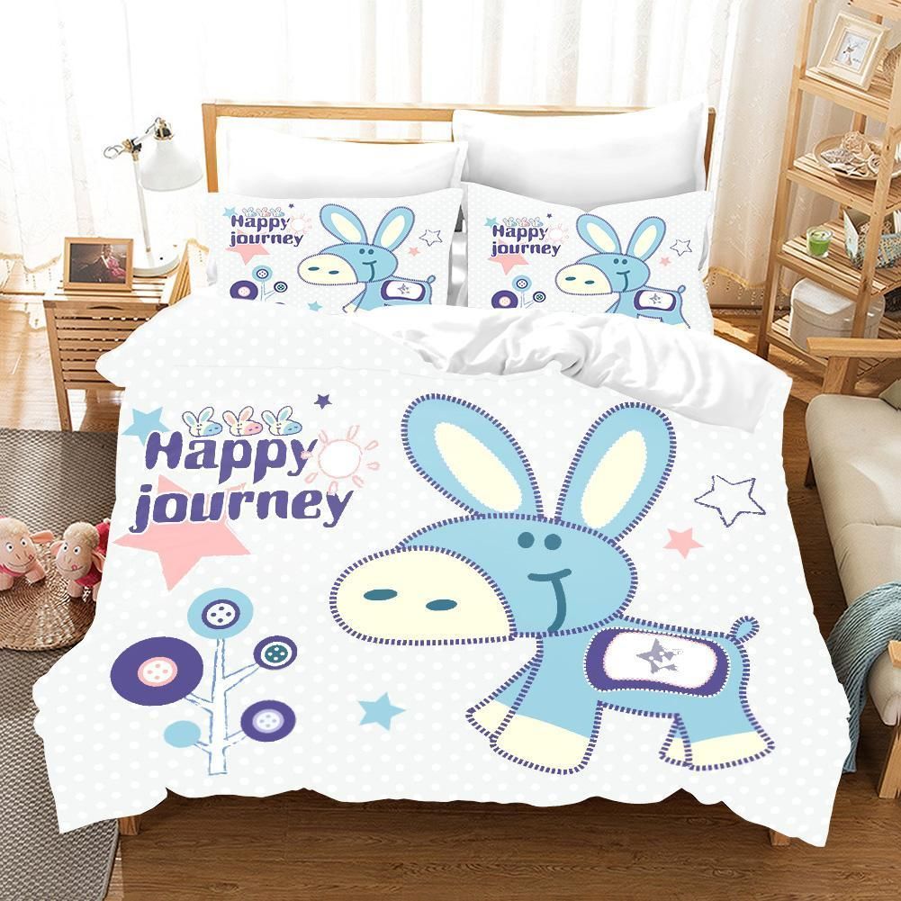 3d Cute Style Asinego Letters Happy Journey Bedding Set