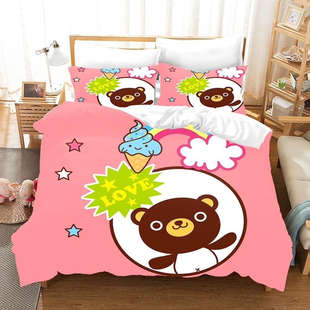 3d Cute Style Bear Letters Bedding Set