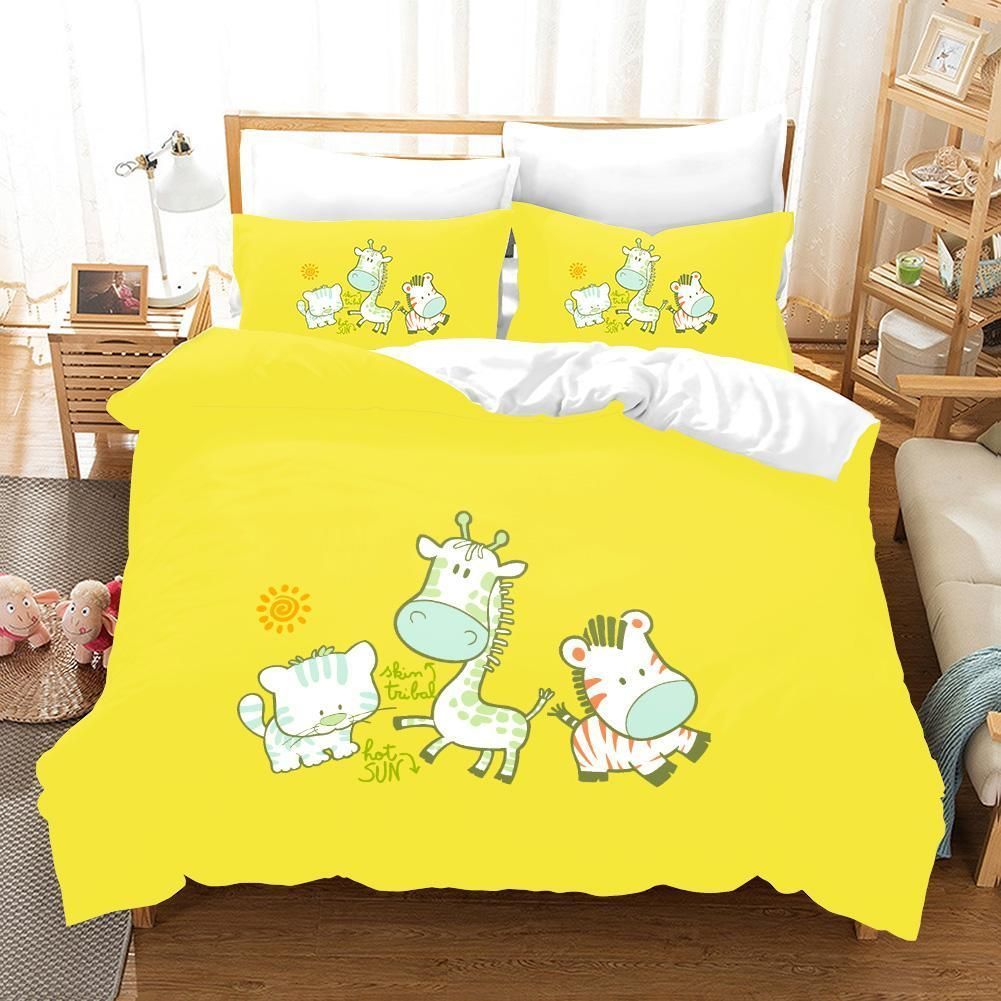 3d Cute Style Cat Zebra Giraff Comfortable Bedding Set