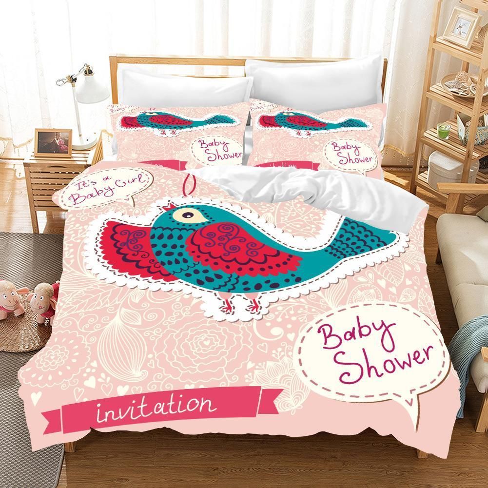 3d Cute Style Color Bird Letters Comfortable Bedding Set
