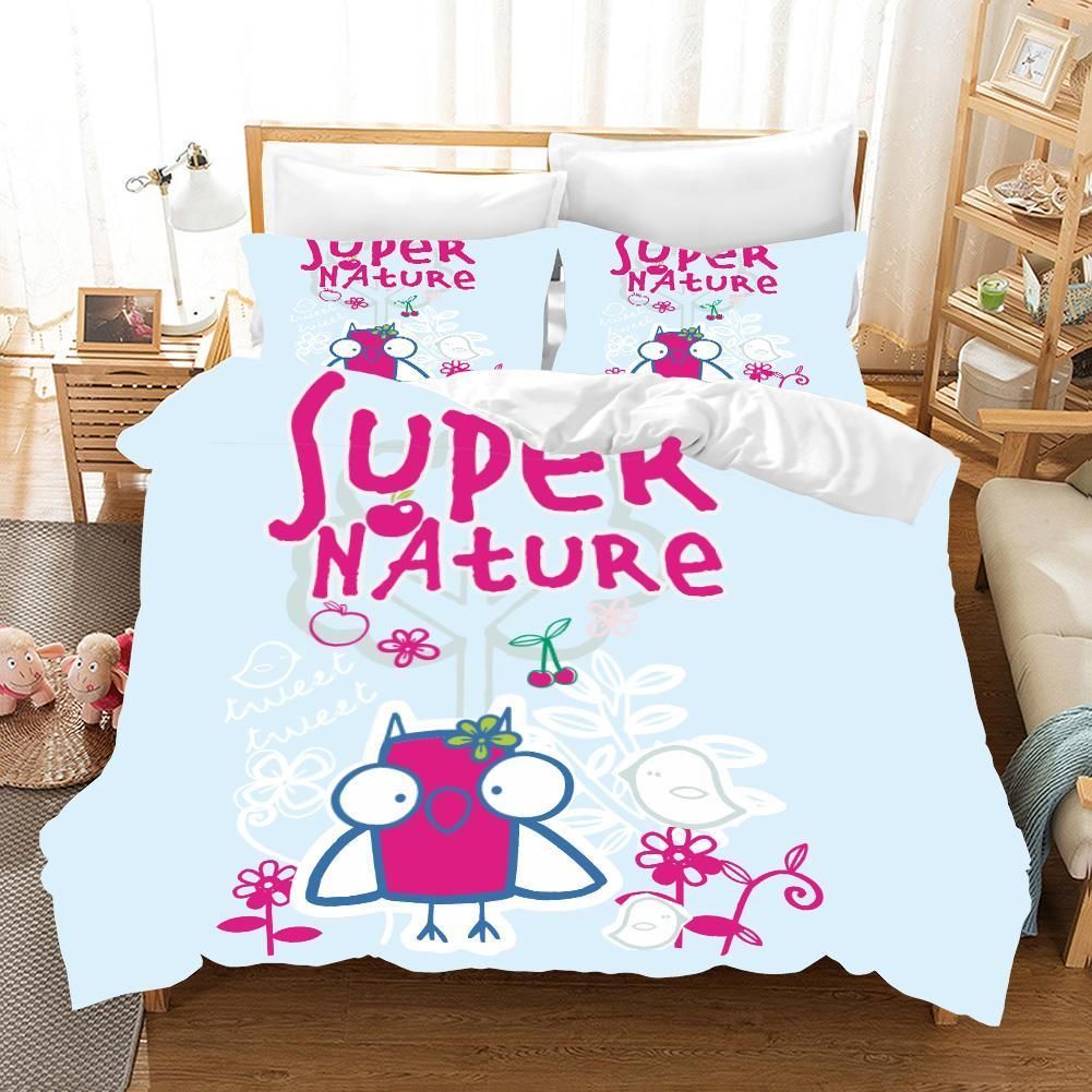 3d Cutie Owl Letters Super Nature Bedding Set