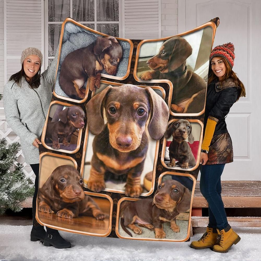 3D Dachshund Dog Sherpa Fleece Blanket