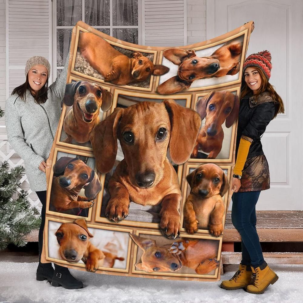 3D Dachshund Puppy Dog Sherpa Fleece Blanket