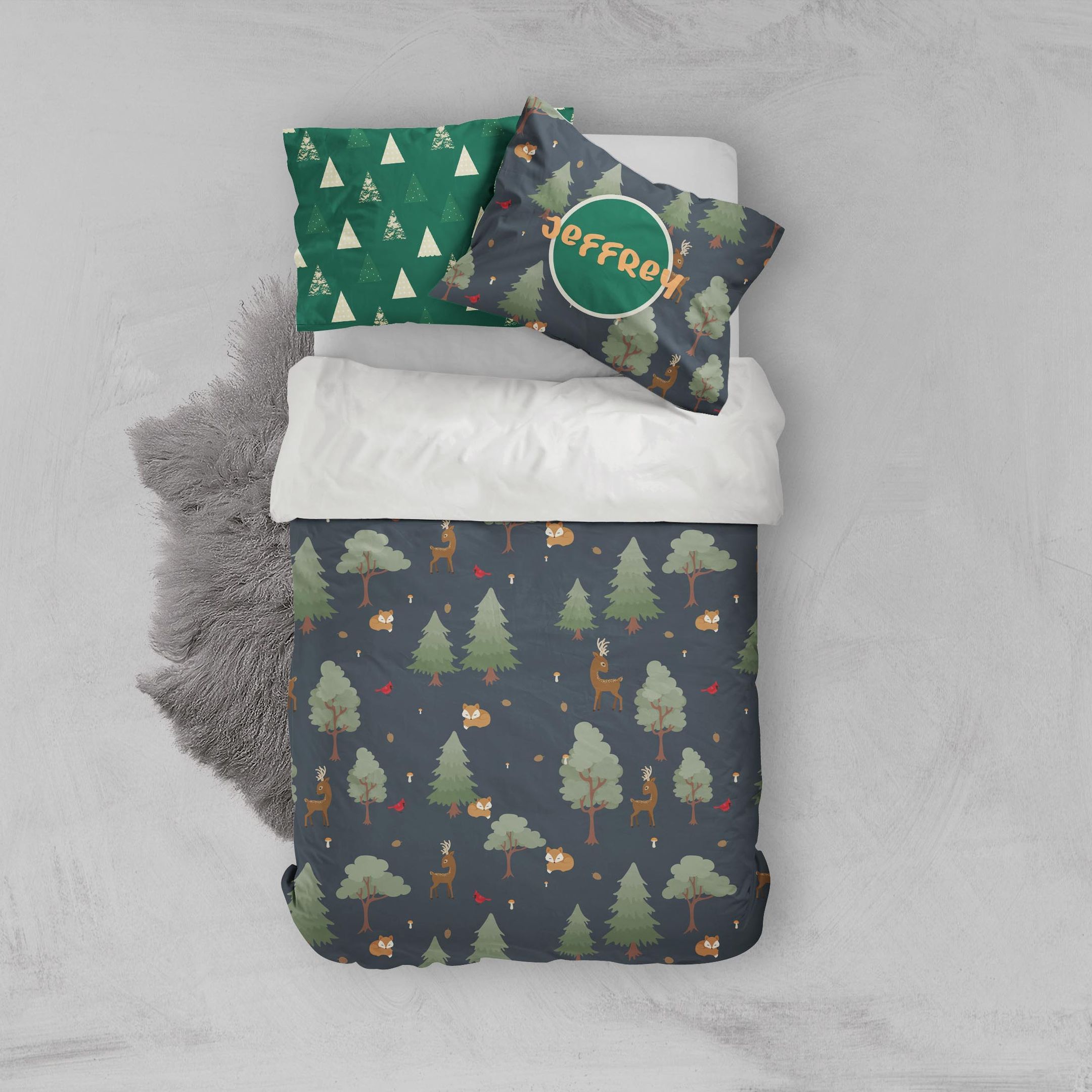 3d Dark Elk Fox Tree Bedding Set