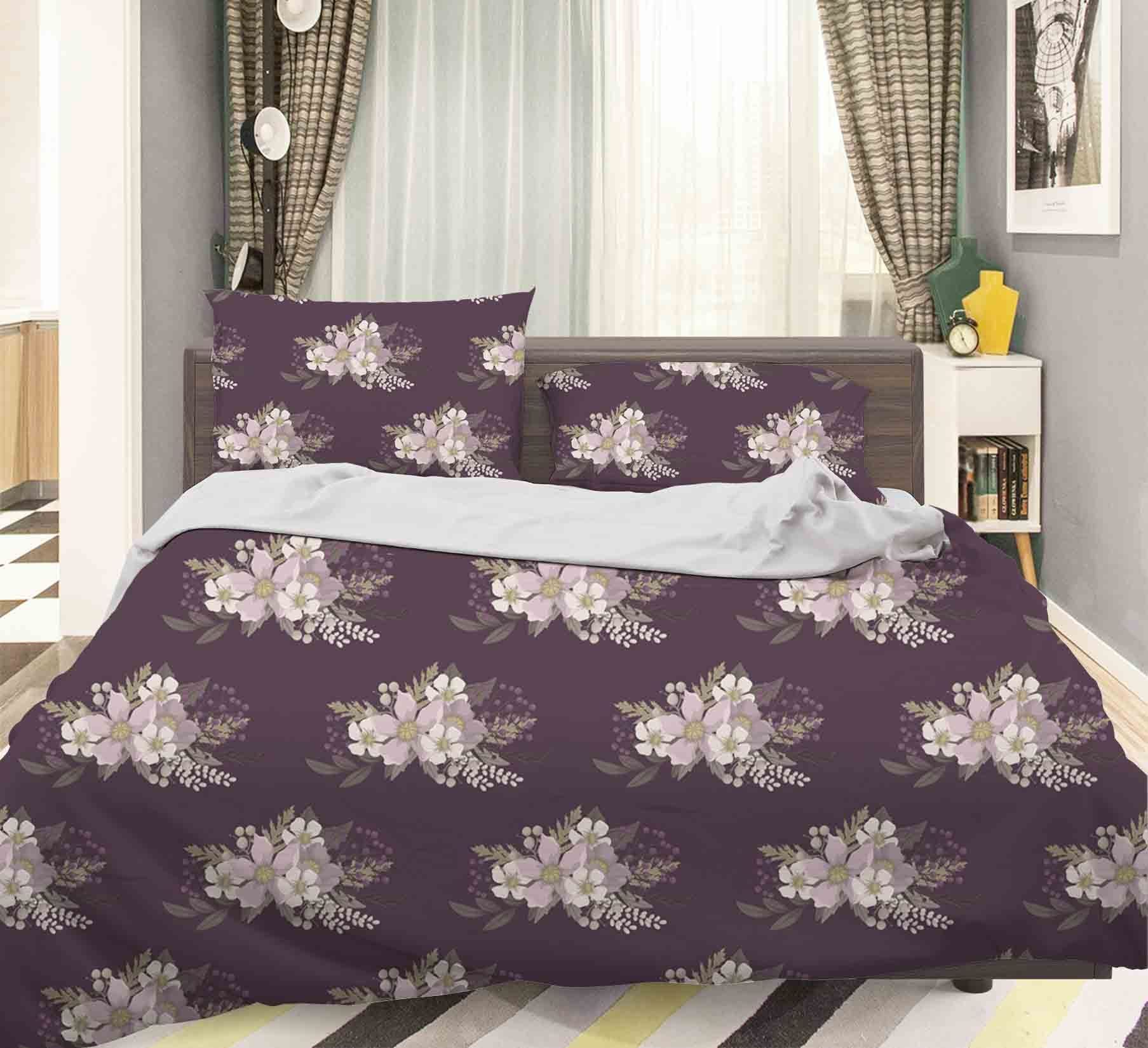 3d Dark Floral Bedding Set