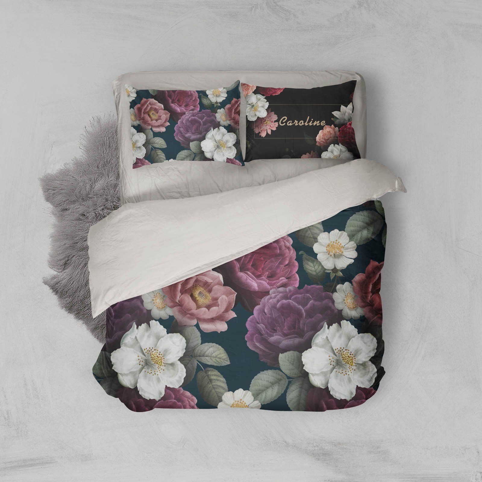 3d Dark Light Floral Bedding Set