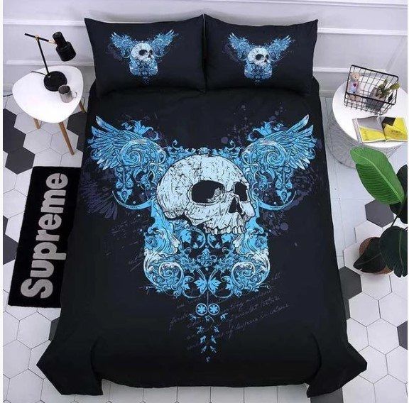 3d Dark Skull Post Mortem Bedding Set