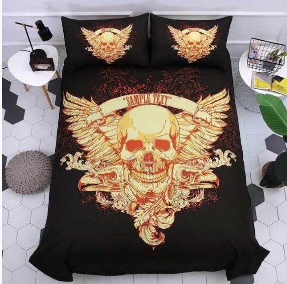 3d Dark Skull Post Mortem Bedding Set