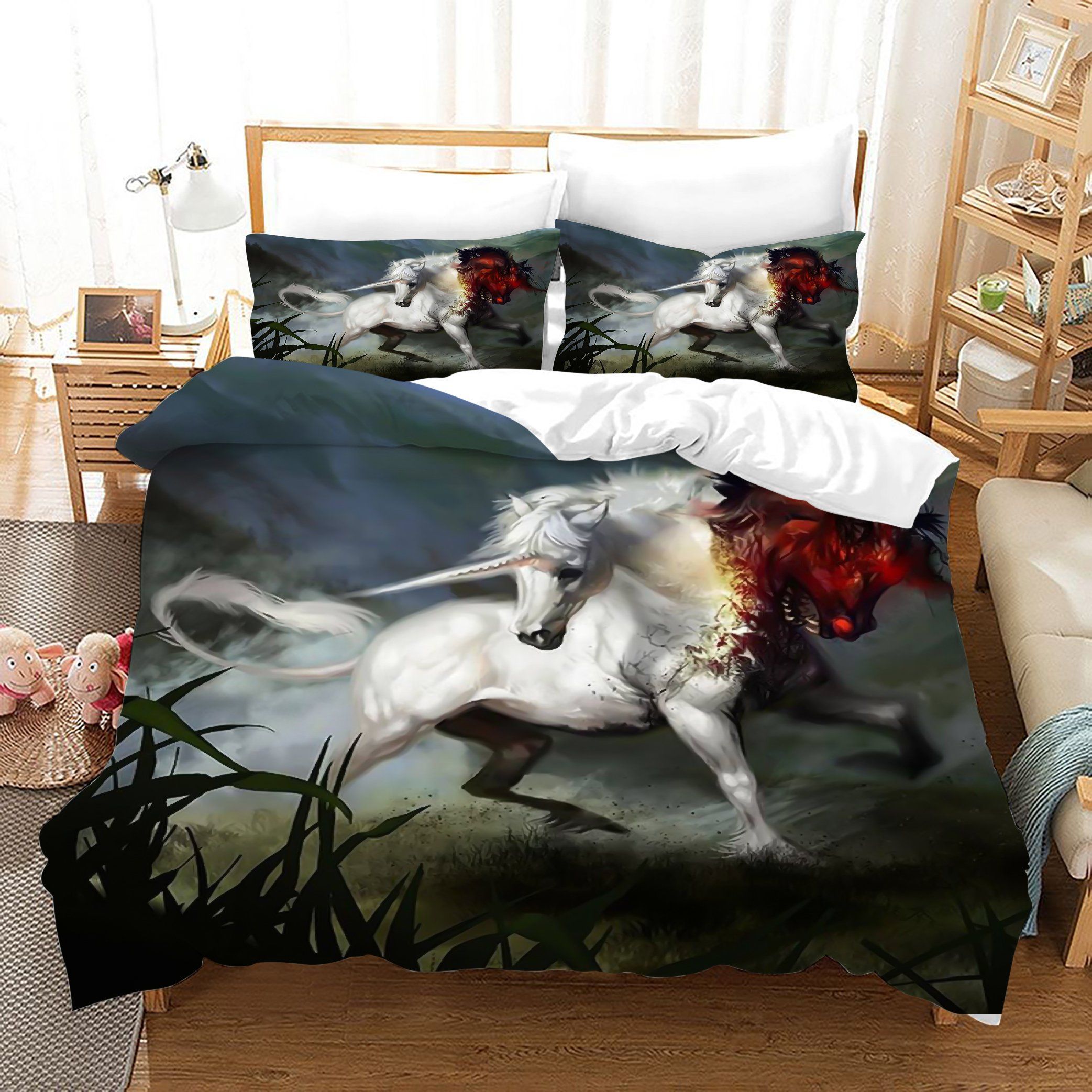 3d Dark Unicorn Bedding Set