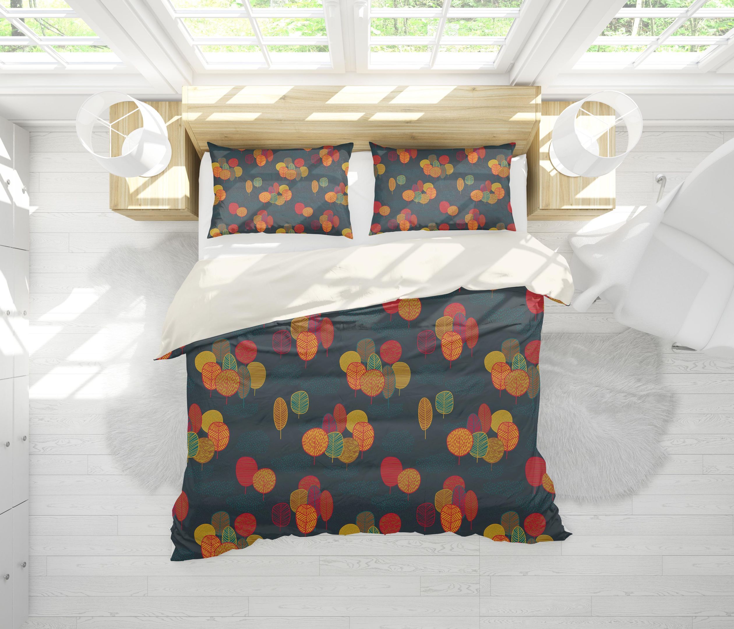 3d Dark Yellow Leaves Bedding Set
