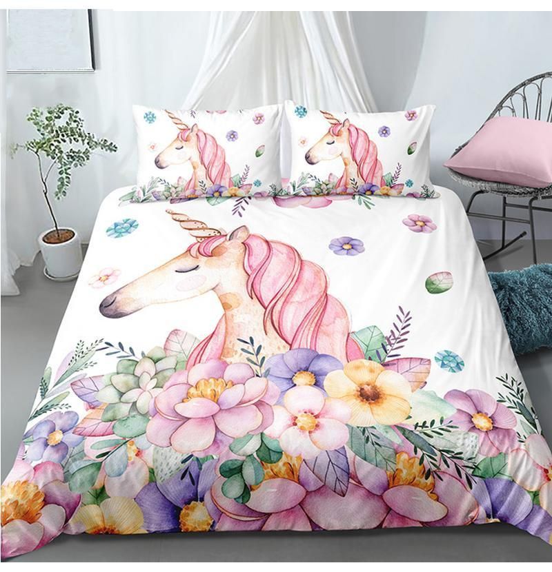 3d Digital Printing Watercolor Hand Drawn Floral Bedding Set