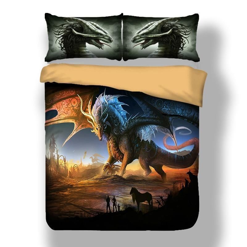 3D Dinosaur Horse Print Bedding Set