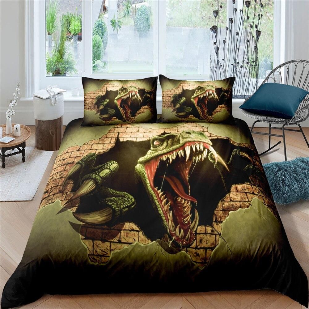 3d Dinosaur Roar Break Wall Bedding Set