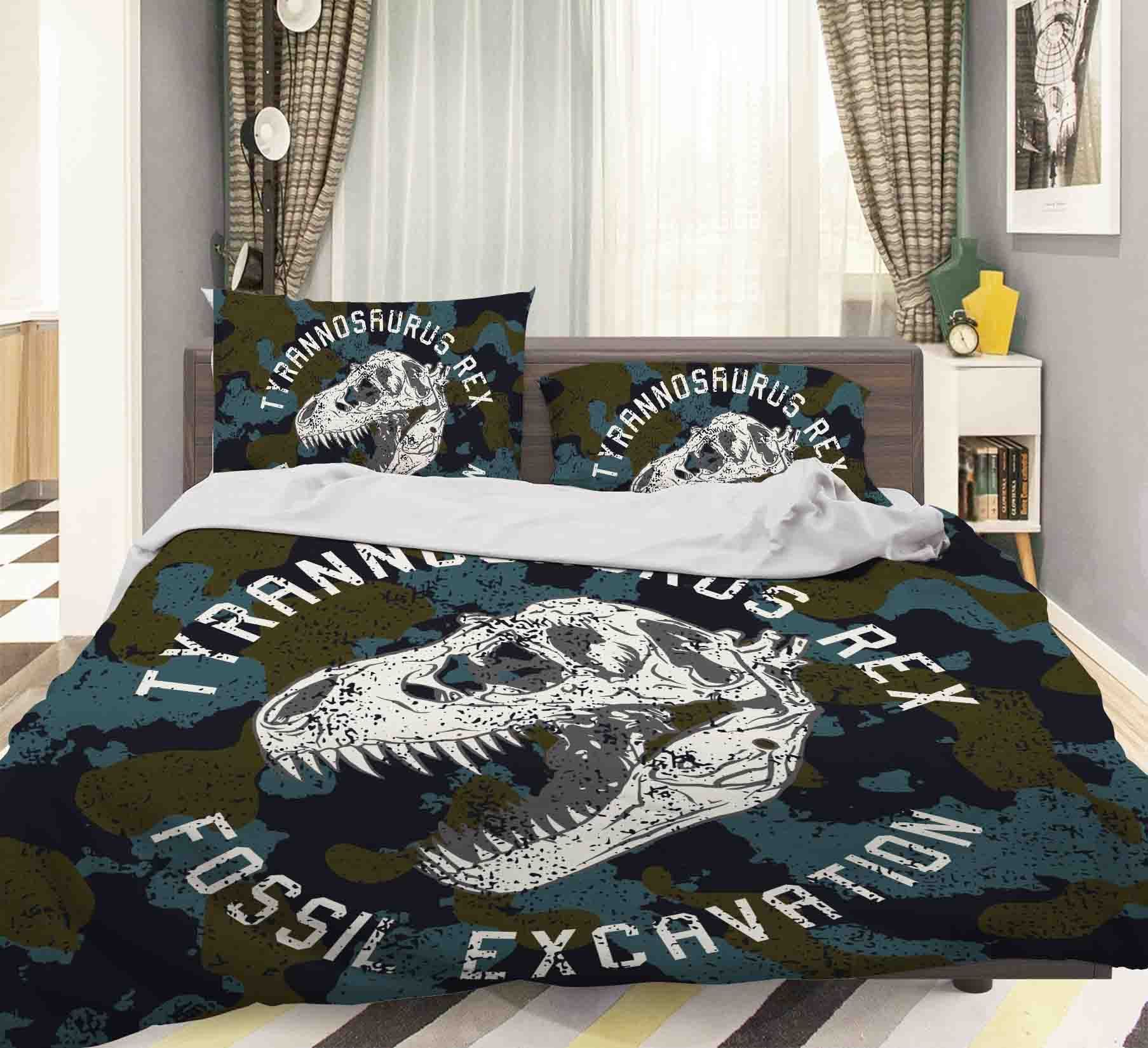 3d Dinosaur Skull Pattern Bedding Set