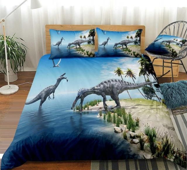 3d Dinosaur Tropical Beach Bedding Set
