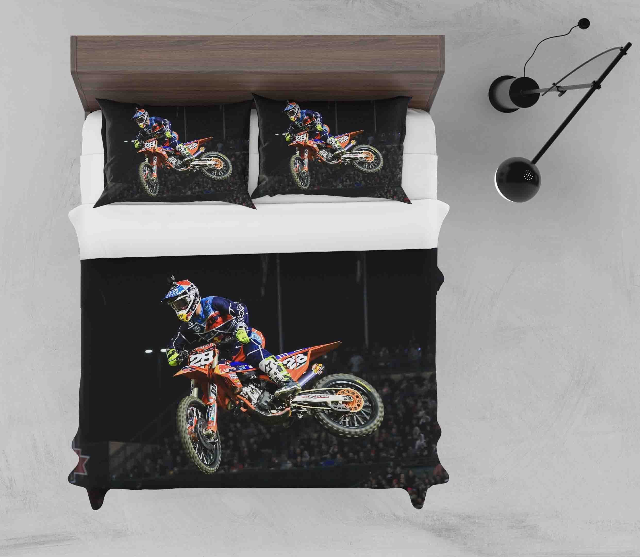 3d Dirt Bike Black Bedding Set