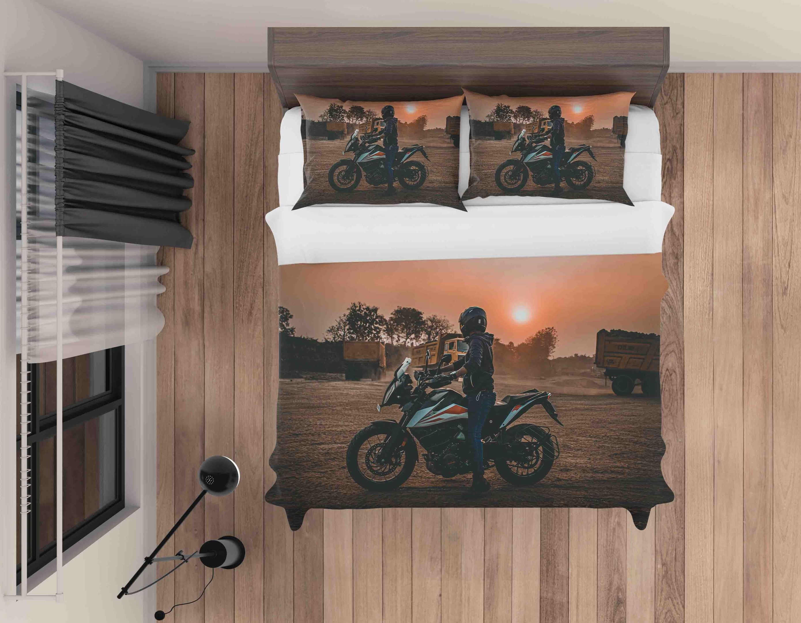 3d Dirt Bike Dusk Printed Bedding Set