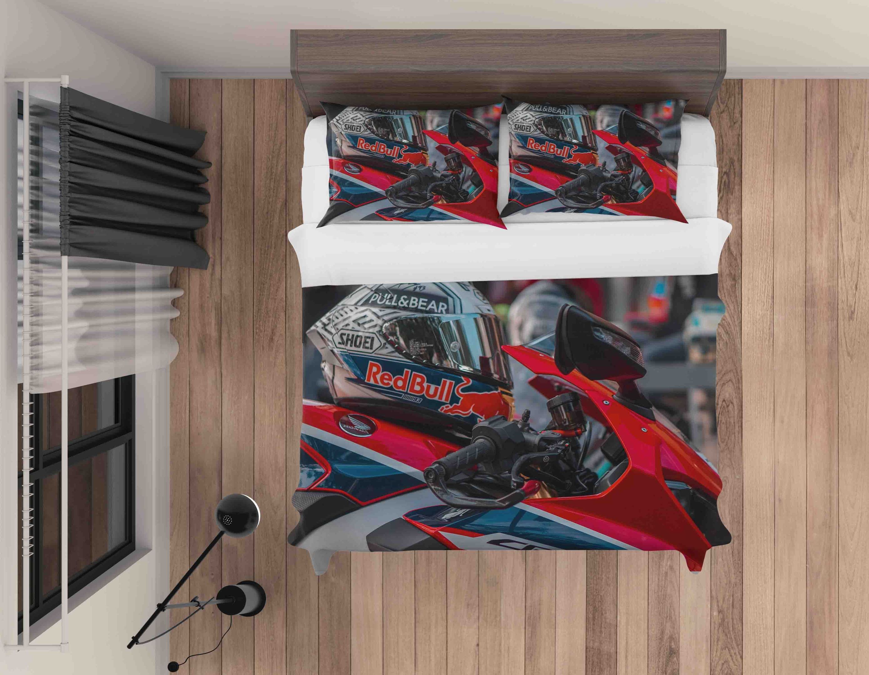 3d Dirt Bike Red Bedding Set
