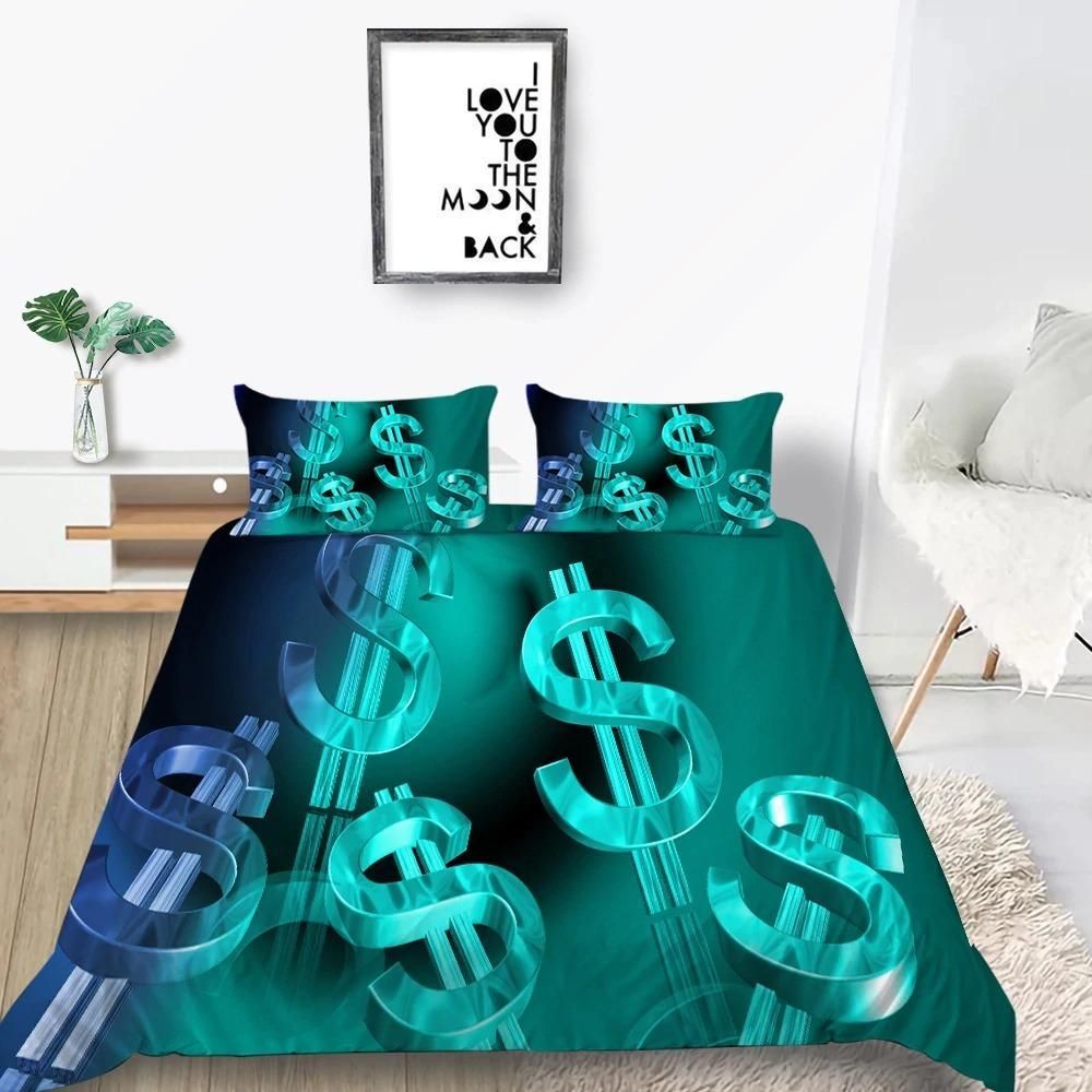 3d Dollar Teal Bedding Set