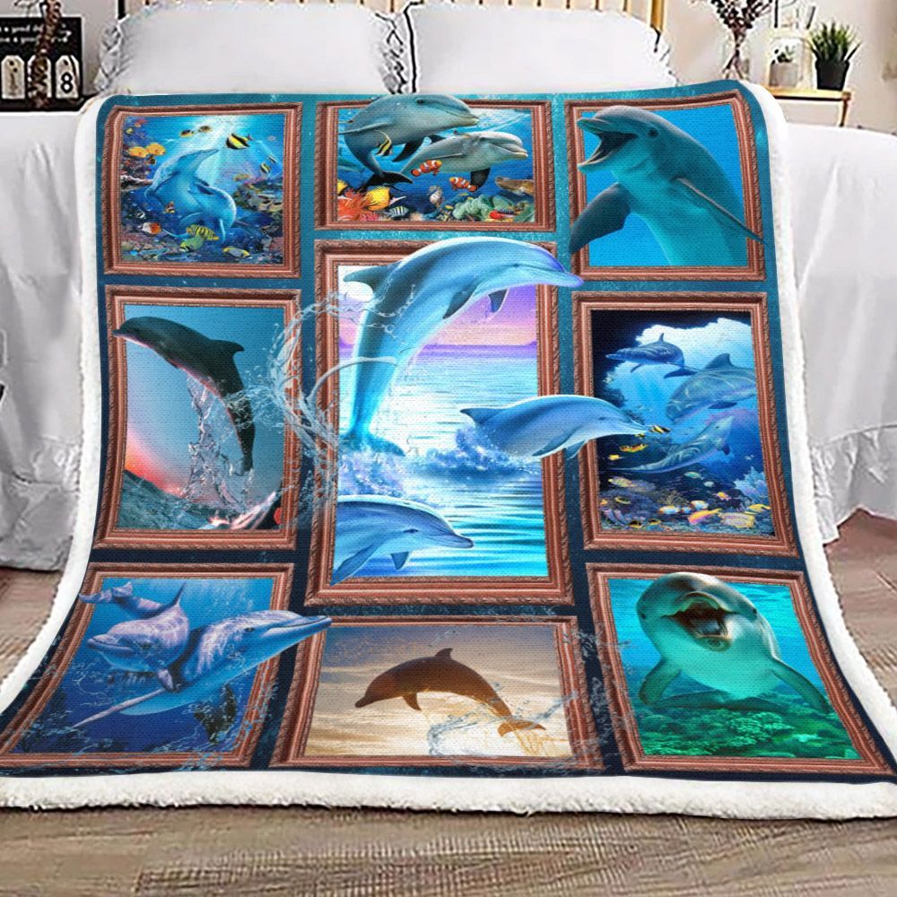 3d Dolphin Sherpa Fleece Blanket