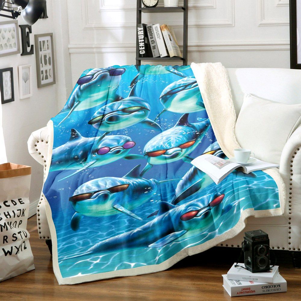 3d Dolphin Sherpa Fleece Blanket