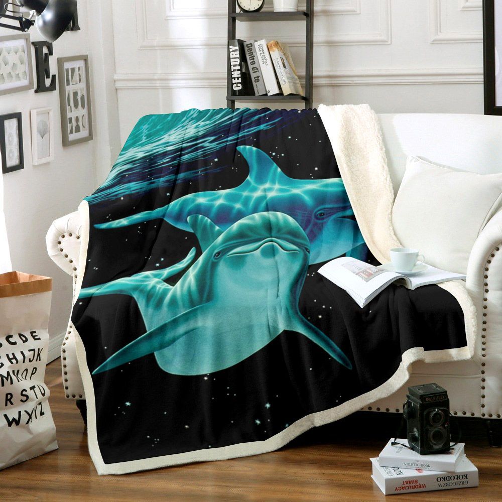 3d Dolphin Sherpa Fleece Blanket