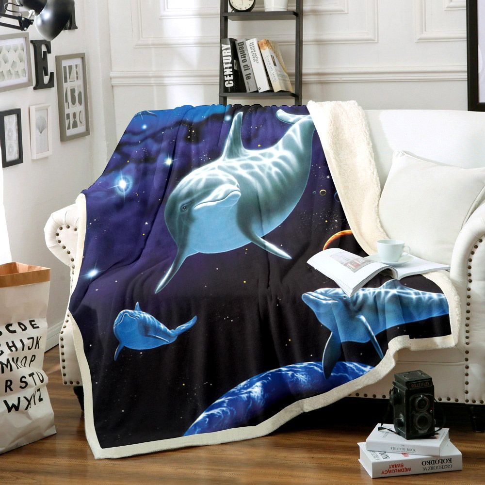 3d Dolphin Sherpa Fleece Blanket