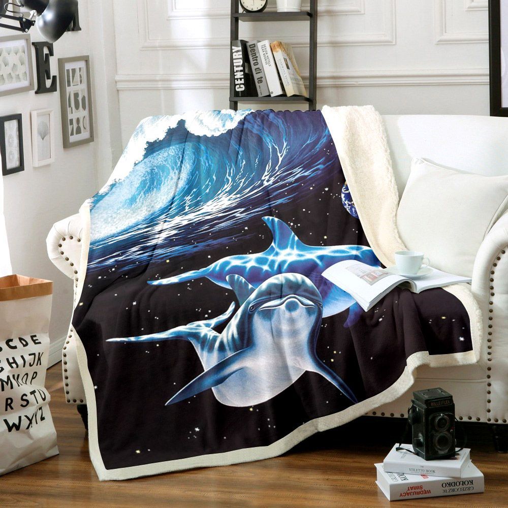 3d Dolphin Sherpa Fleece Blanket
