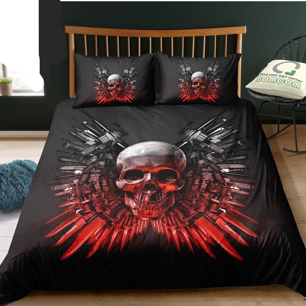 3D Duvet Cover Skull Bedding Black