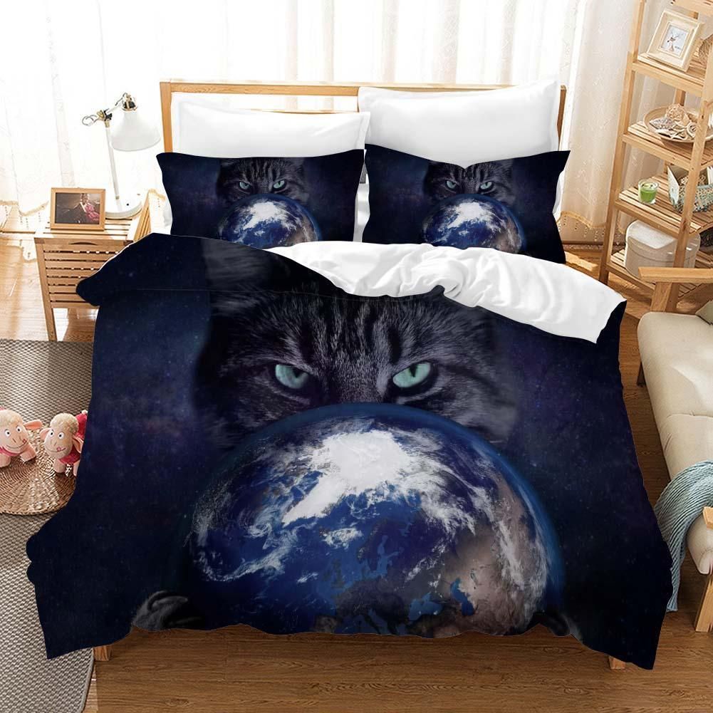 3d Earth Cat Staring You Bedding Set